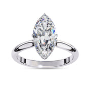 Hidden Halo Solitaire Engagement Ring Marquise and Round Lab Grown Diamond