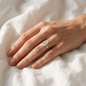 Hidden Halo Solitaire Engagement Ring Marquise and Round Lab Grown Diamond