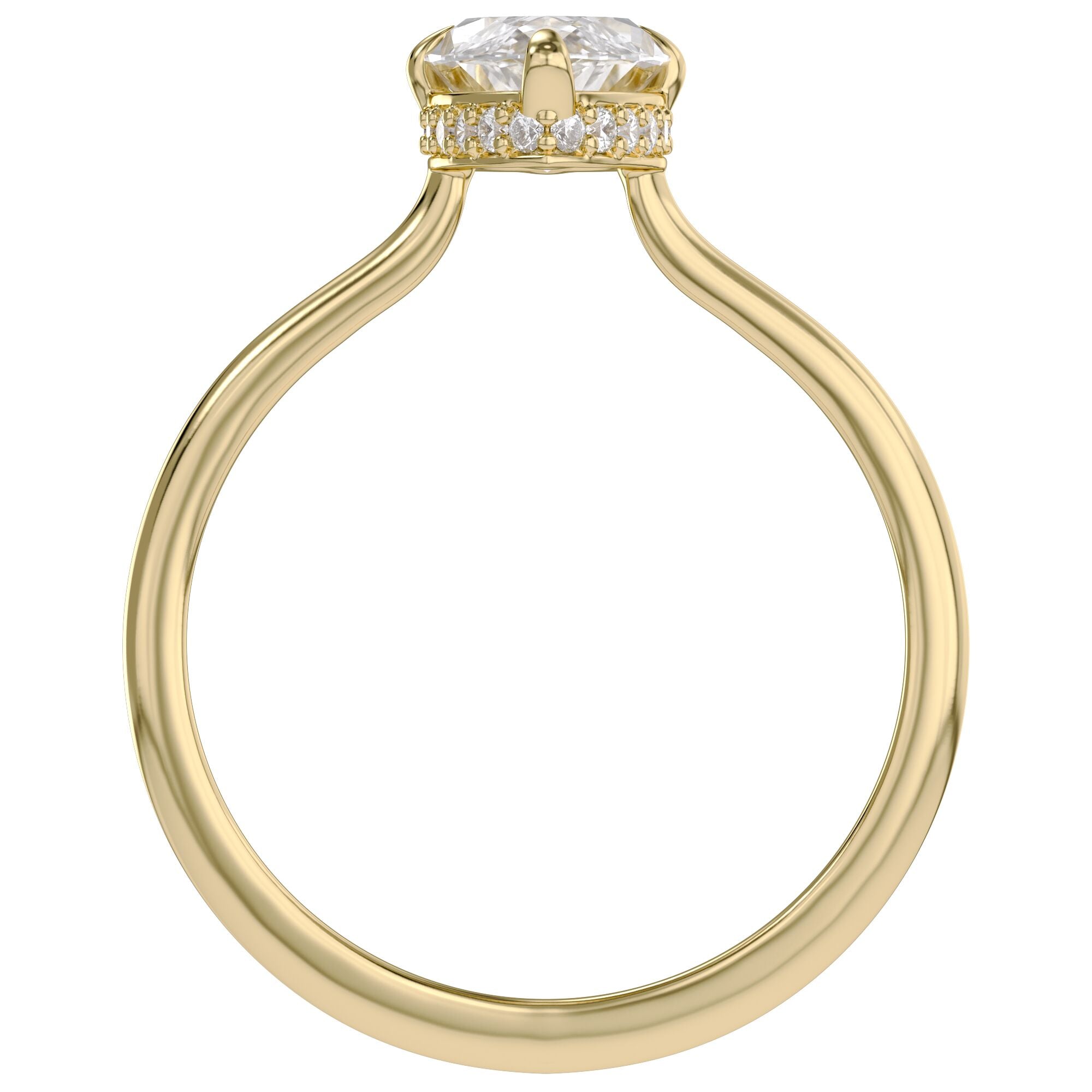 Hidden Halo Solitaire Engagement Ring Marquise and Round Lab Grown Diamond
