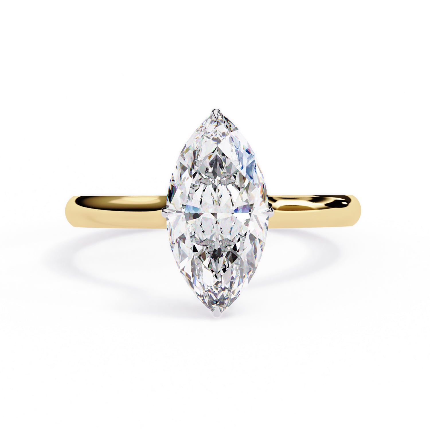 Hidden Halo Solitaire Engagement Ring Marquise and Round Lab Grown Diamond