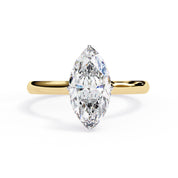 Hidden Halo Solitaire Engagement Ring Marquise and Round Lab Grown Diamond