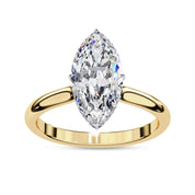 Hidden Halo Solitaire Engagement Ring Marquise and Round Lab Grown Diamond
