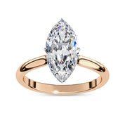 Hidden Halo Solitaire Engagement Ring Marquise and Round Lab Grown Diamond