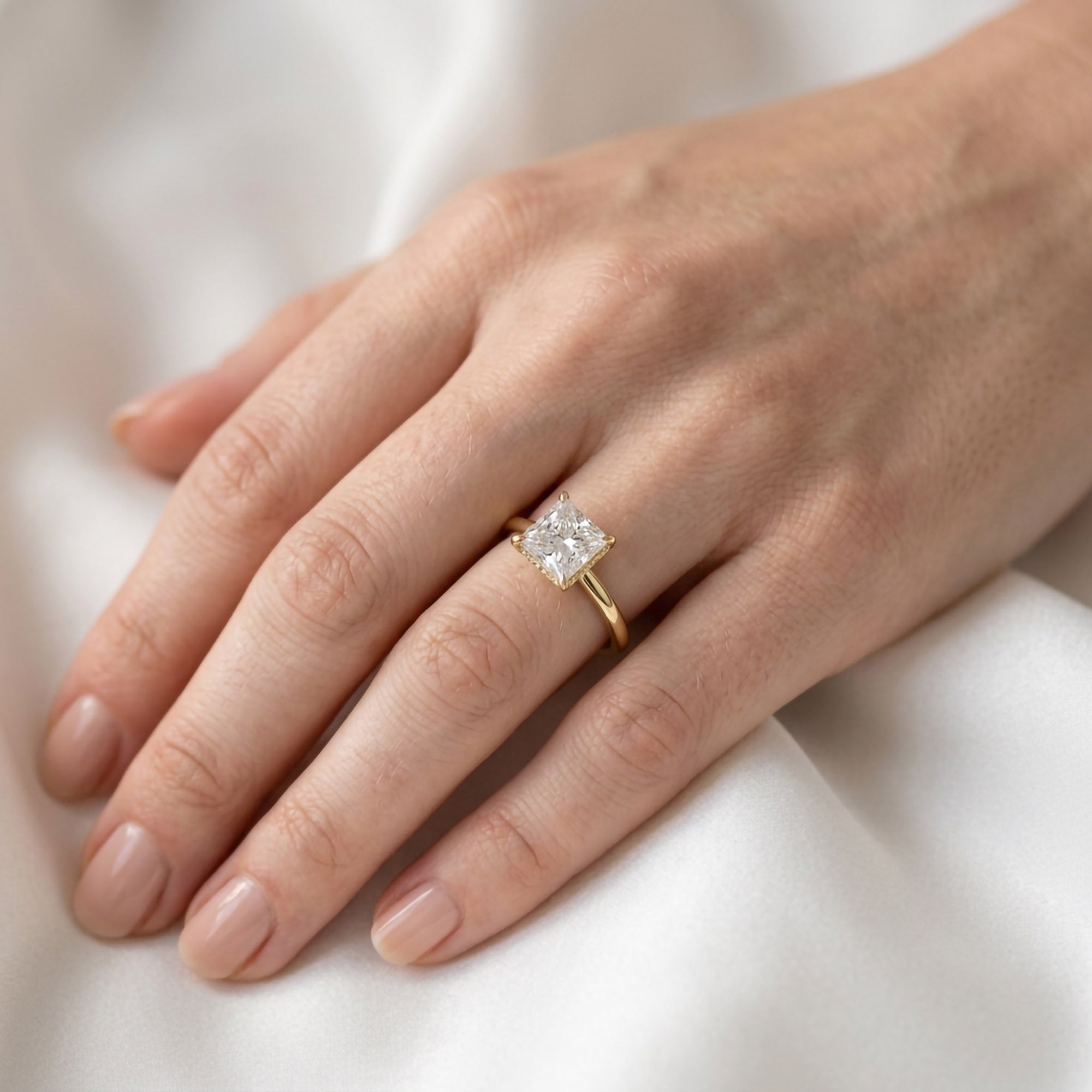 Solitaire Engagement Ring Cushion Cut Lab Grown Diamond