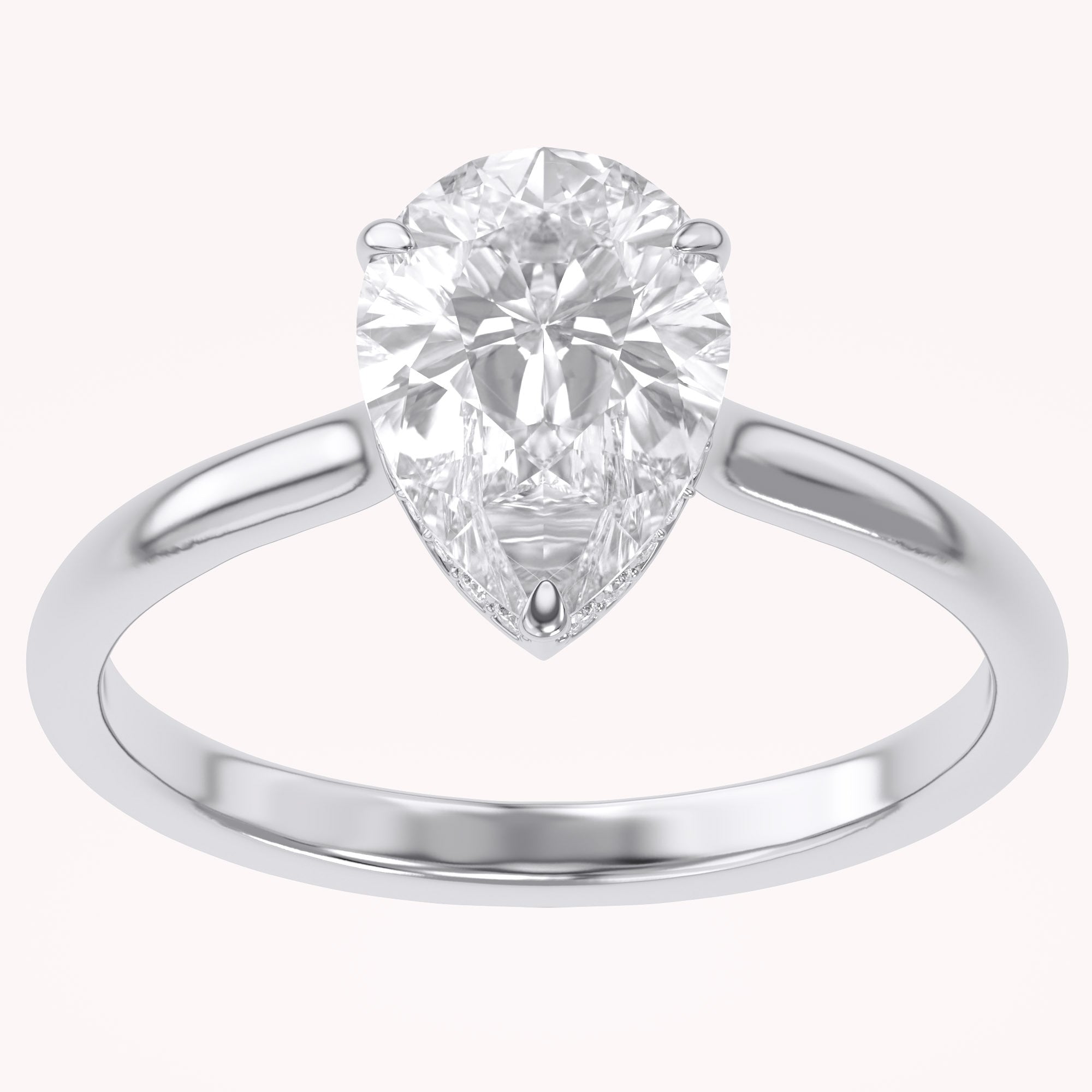 4-Prong Hidden Halo Solitaire Engagement Ring Lab Grown Diamond