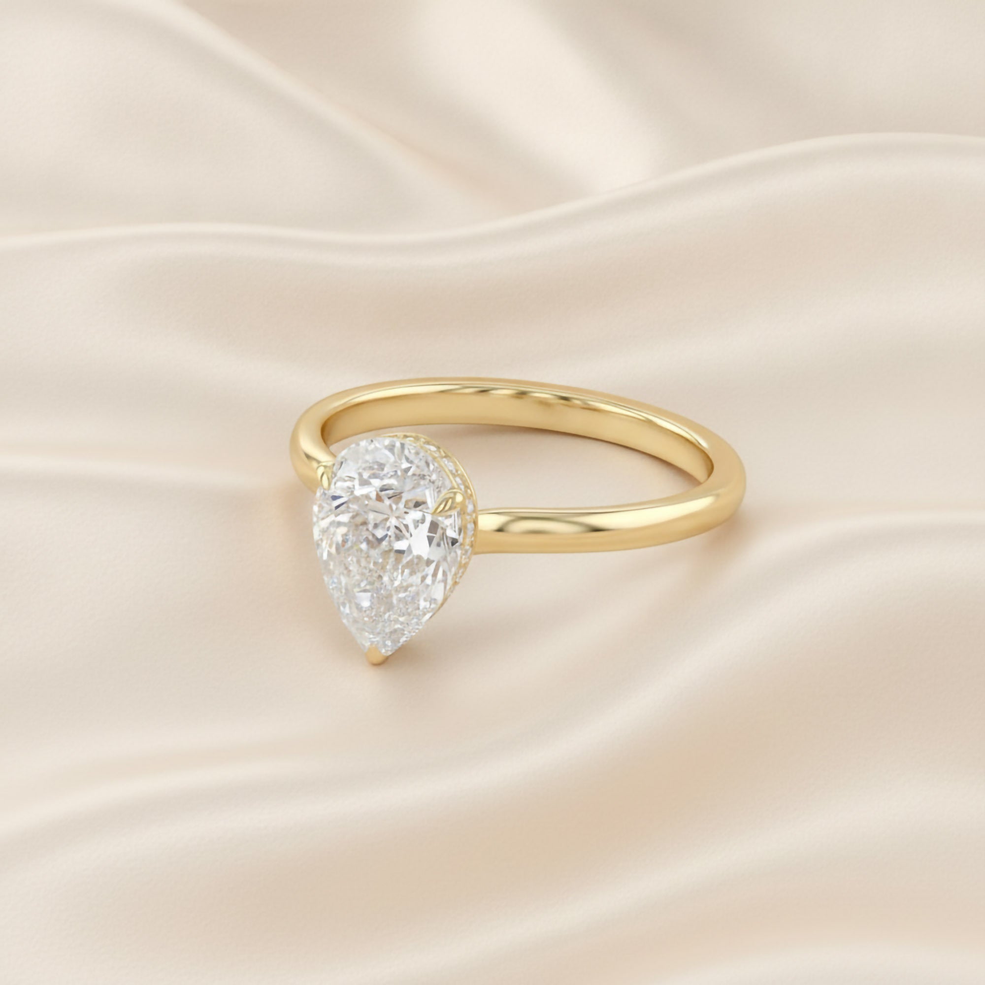 4-Prong Hidden Halo Solitaire Engagement Ring Lab Grown Diamond