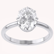Hidden Halo Solitaire Engagement Ring Radiant and Round Lab Grown Diamond