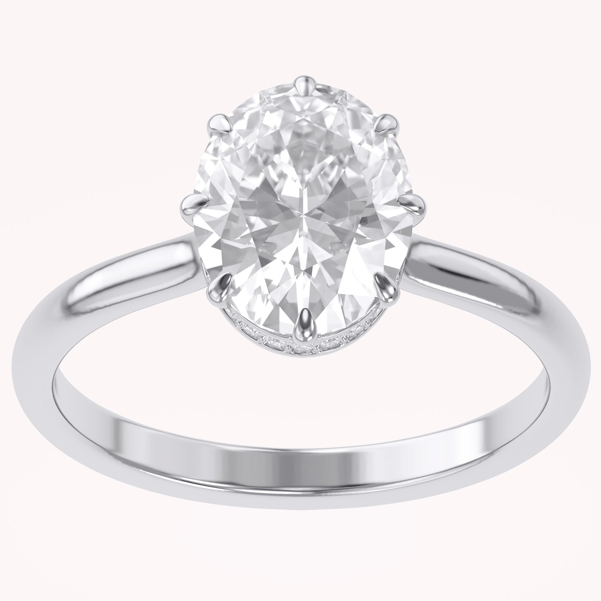 Hidden Halo Solitaire Engagement Ring Radiant and Round Lab Grown Diamond