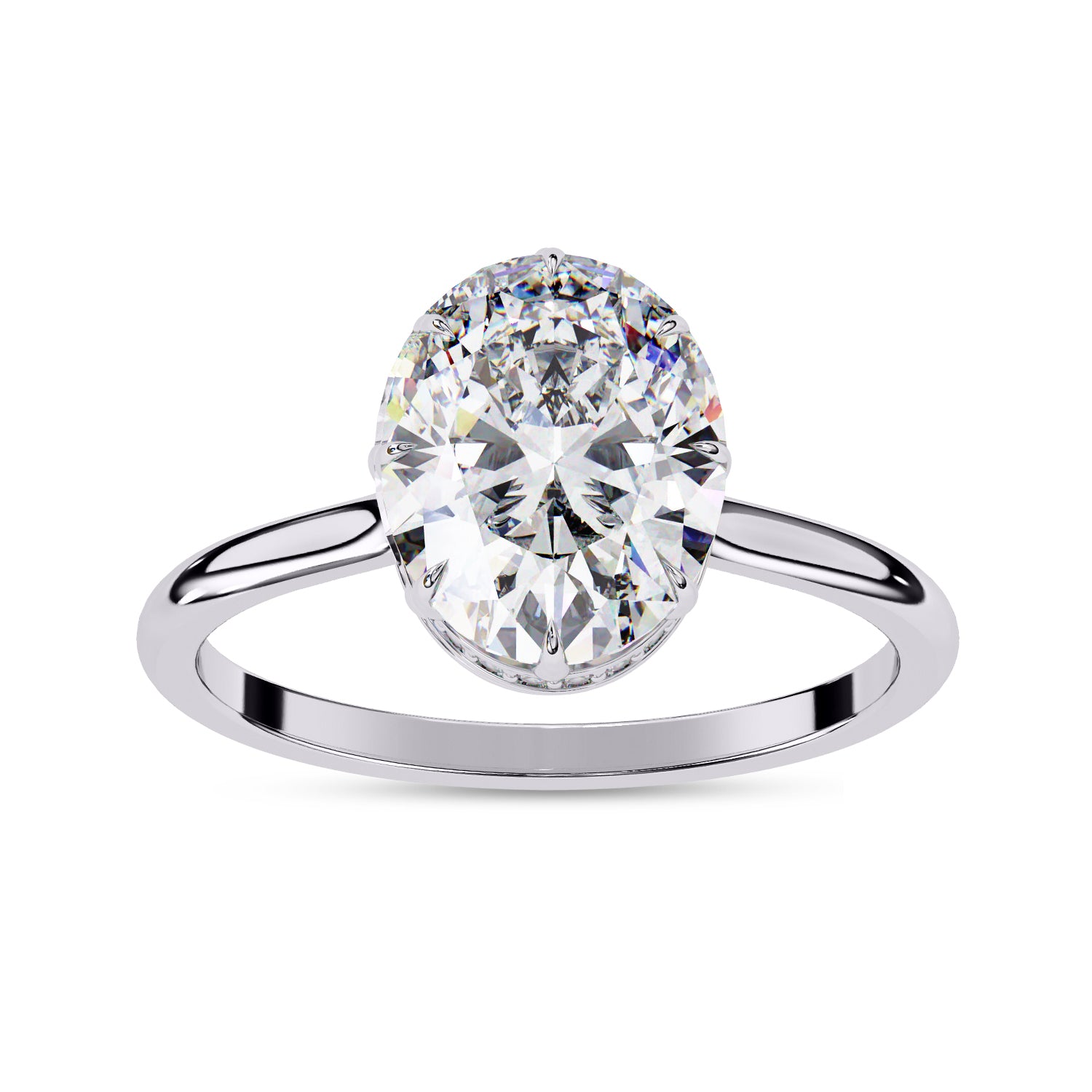 Hidden Halo Solitaire Engagement Ring Radiant and Round Lab Grown Diamond