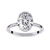 Hidden Halo Solitaire Engagement Ring Radiant and Round Lab Grown Diamond