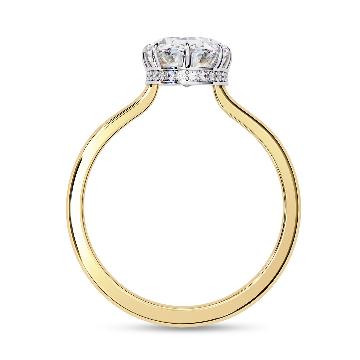 Hidden Halo Solitaire Engagement Ring Radiant and Round Lab Grown Diamond