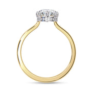 Hidden Halo Solitaire Engagement Ring Radiant and Round Lab Grown Diamond