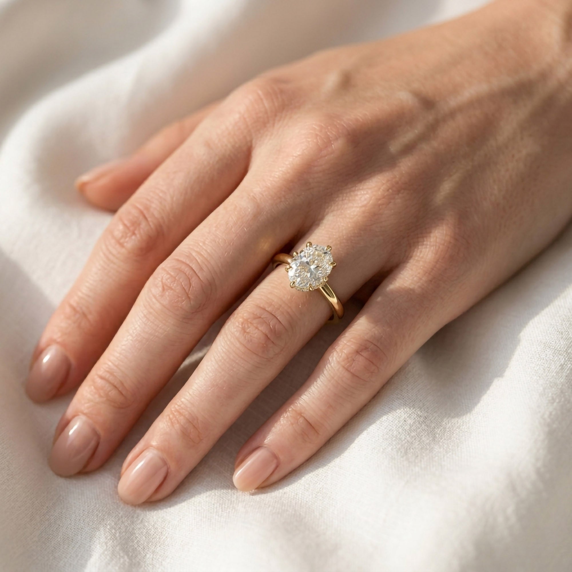 Hidden Halo Solitaire Engagement Ring Radiant and Round Lab Grown Diamond