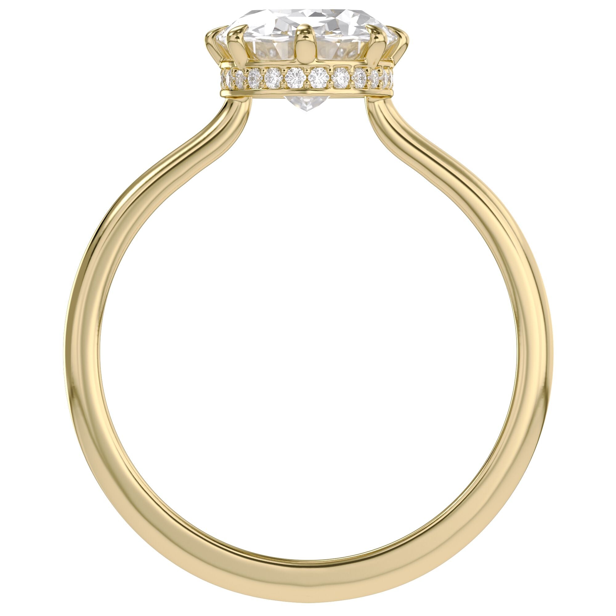 Hidden Halo Solitaire Engagement Ring Radiant and Round Lab Grown Diamond