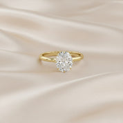 Hidden Halo Solitaire Engagement Ring Radiant and Round Lab Grown Diamond