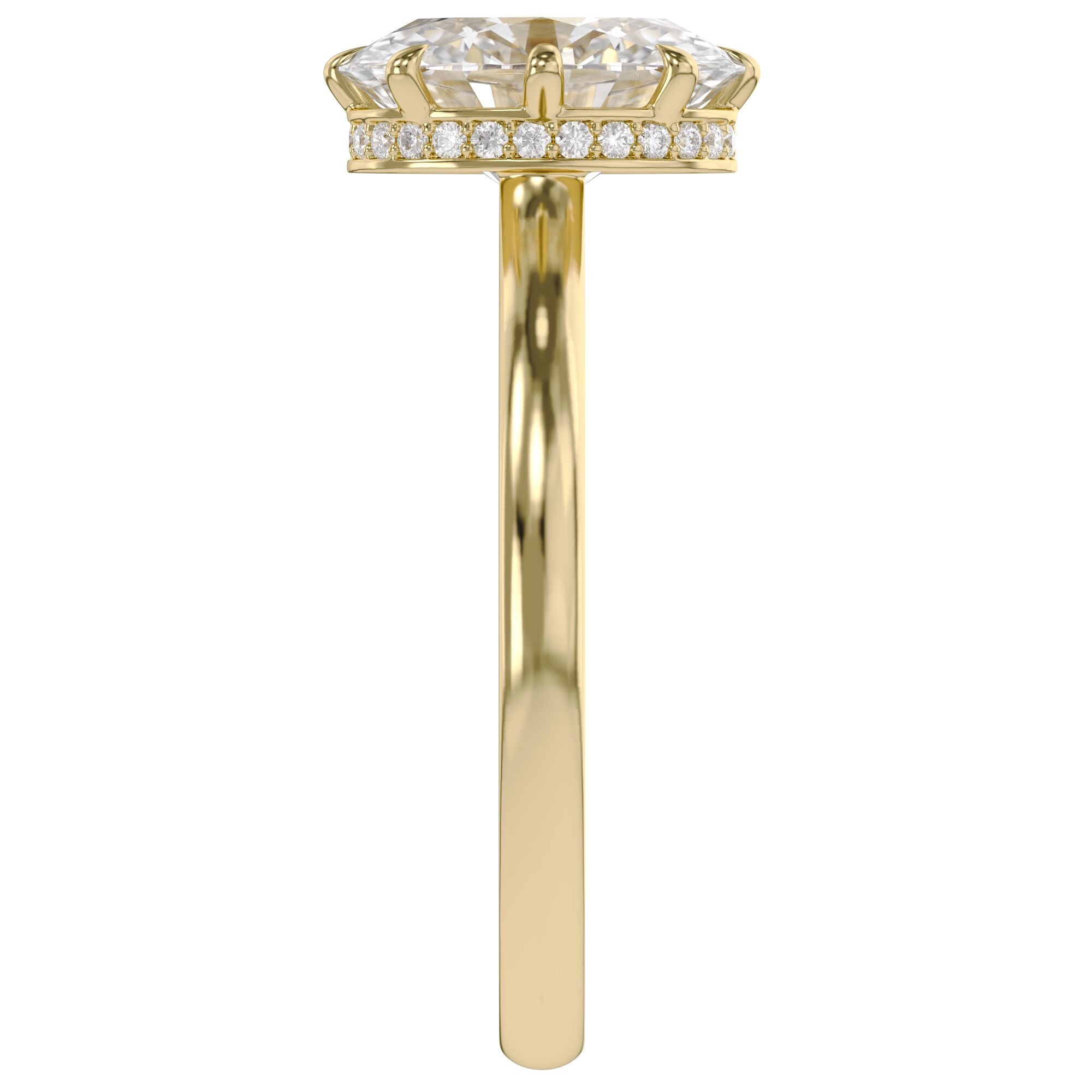 Hidden Halo Solitaire Engagement Ring Radiant and Round Lab Grown Diamond