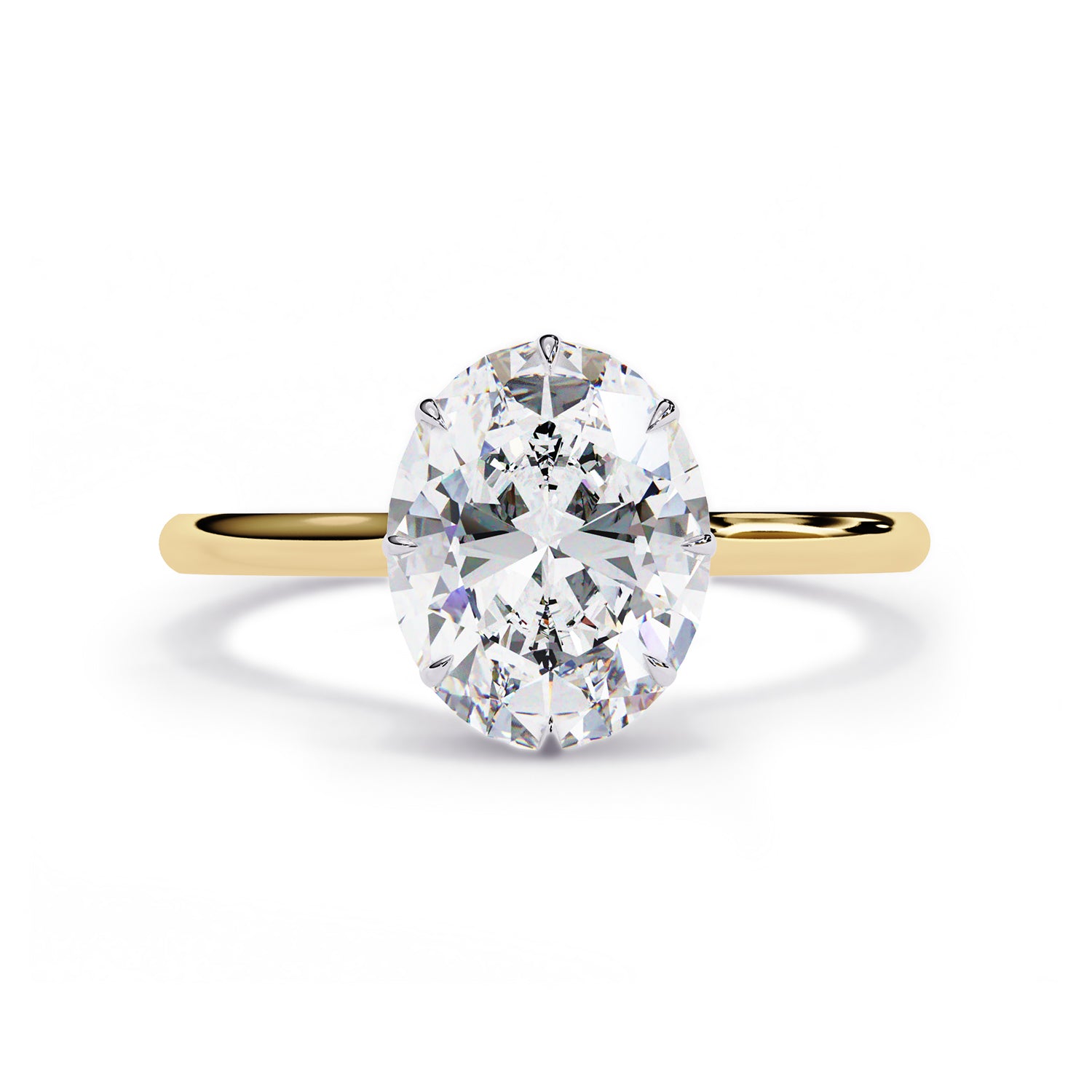 Hidden Halo Solitaire Engagement Ring Radiant and Round Lab Grown Diamond
