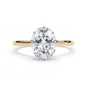 Hidden Halo Solitaire Engagement Ring Radiant and Round Lab Grown Diamond