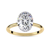 Hidden Halo Solitaire Engagement Ring Radiant and Round Lab Grown Diamond