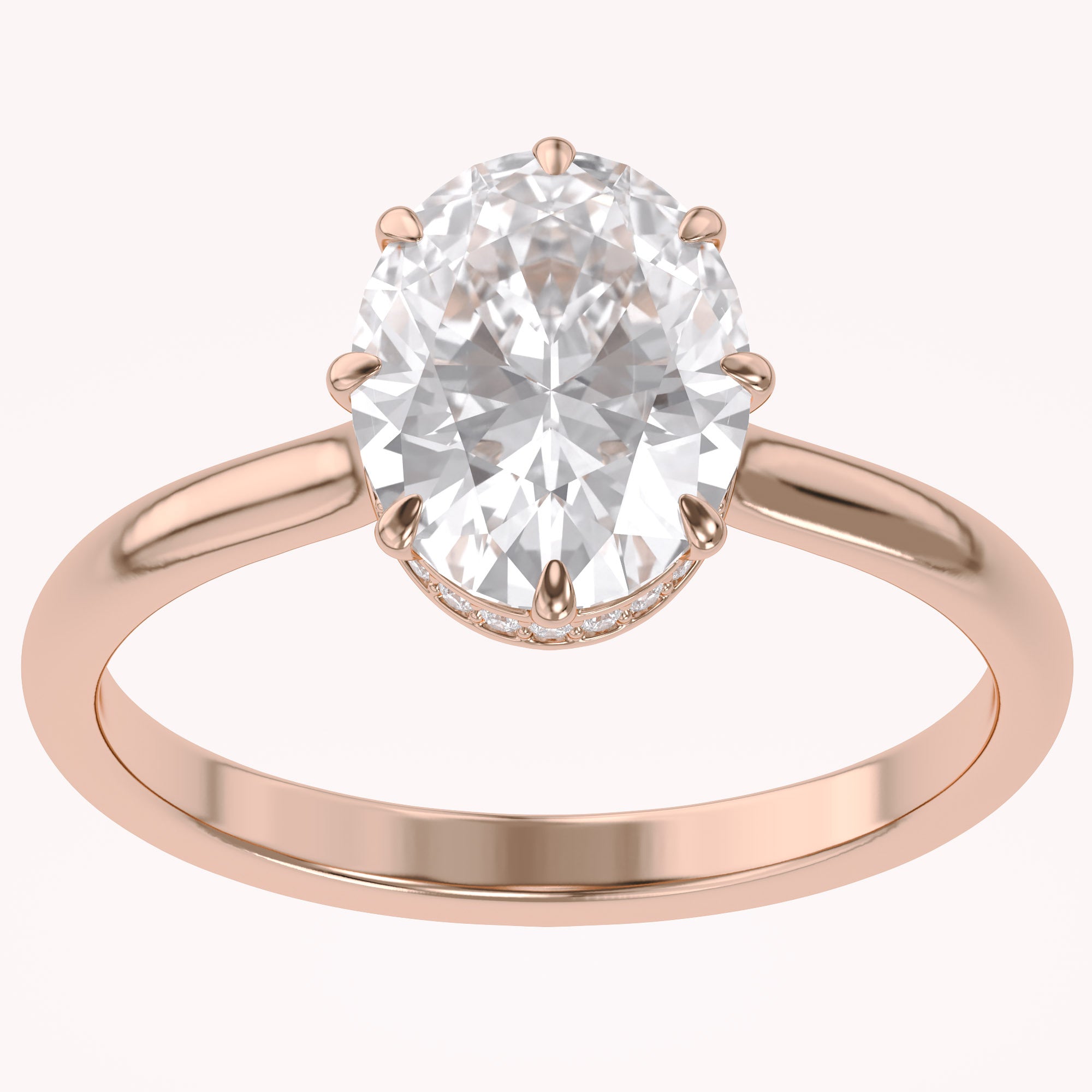 Hidden Halo Solitaire Engagement Ring Radiant and Round Lab Grown Diamond