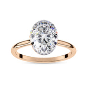 Hidden Halo Solitaire Engagement Ring Radiant and Round Lab Grown Diamond