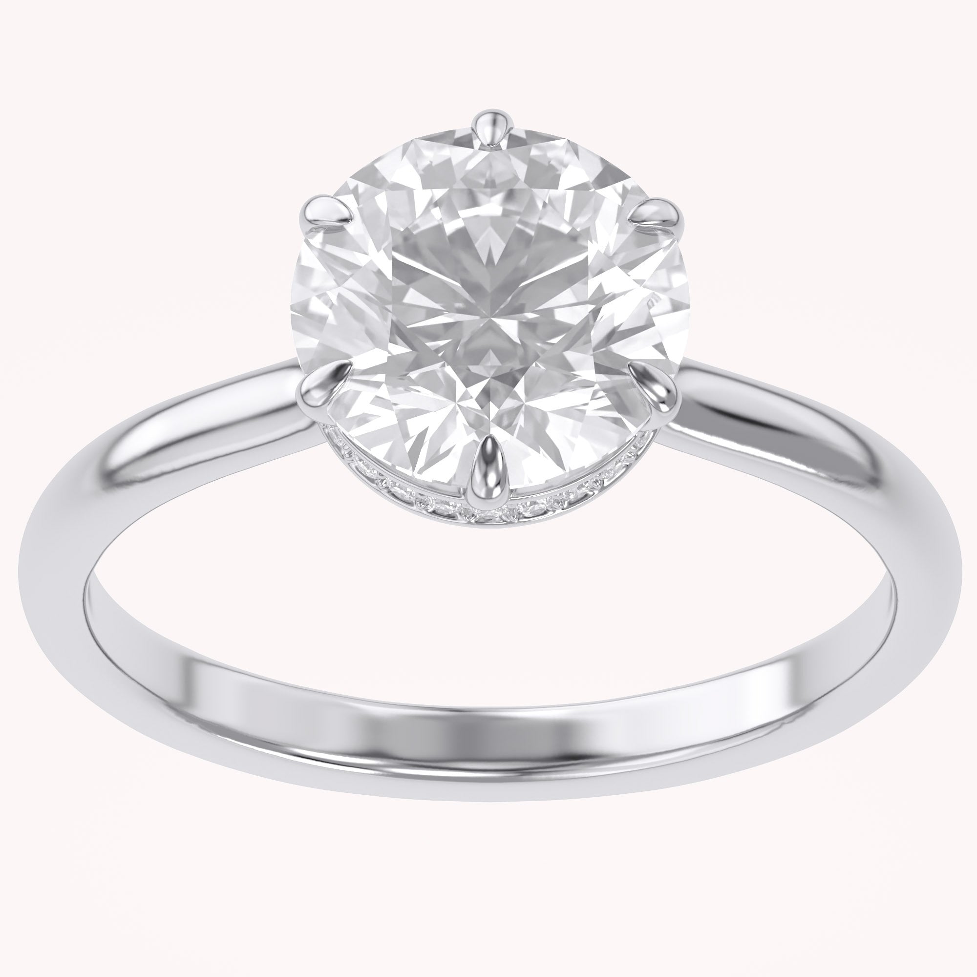 Solitaire Beaded Engagement Ring Lab Grown Diamond