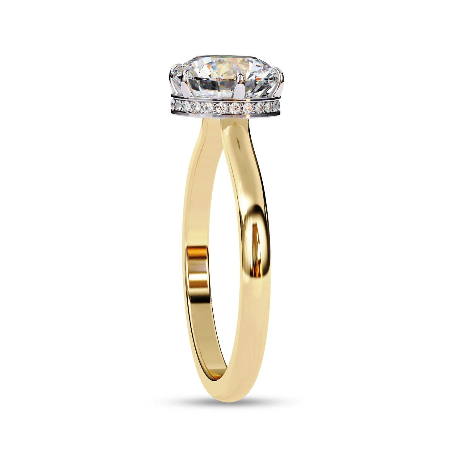 Solitaire Beaded Engagement Ring Lab Grown Diamond