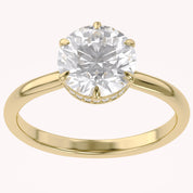 Solitaire Beaded Engagement Ring Lab Grown Diamond