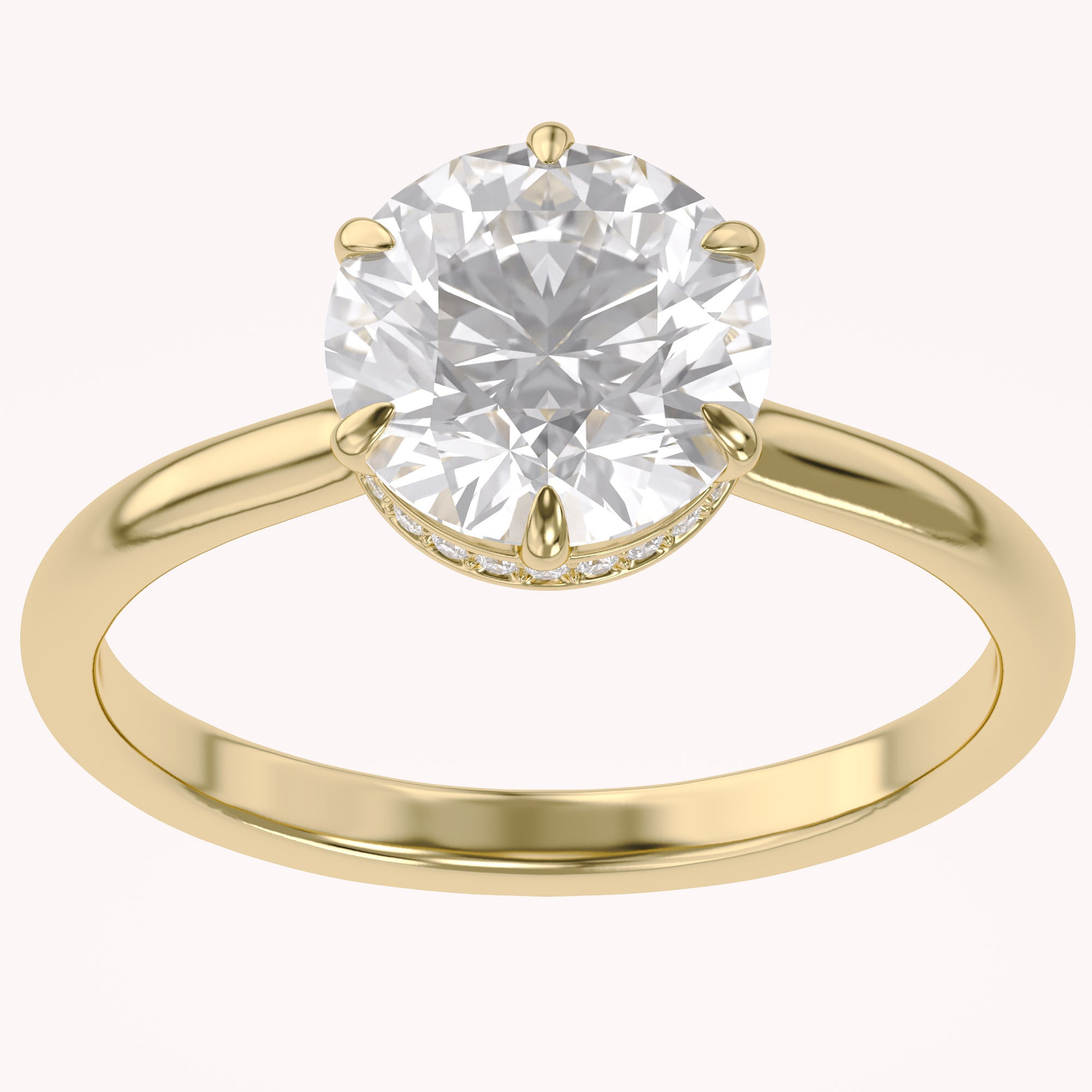 Solitaire Beaded Engagement Ring Lab Grown Diamond