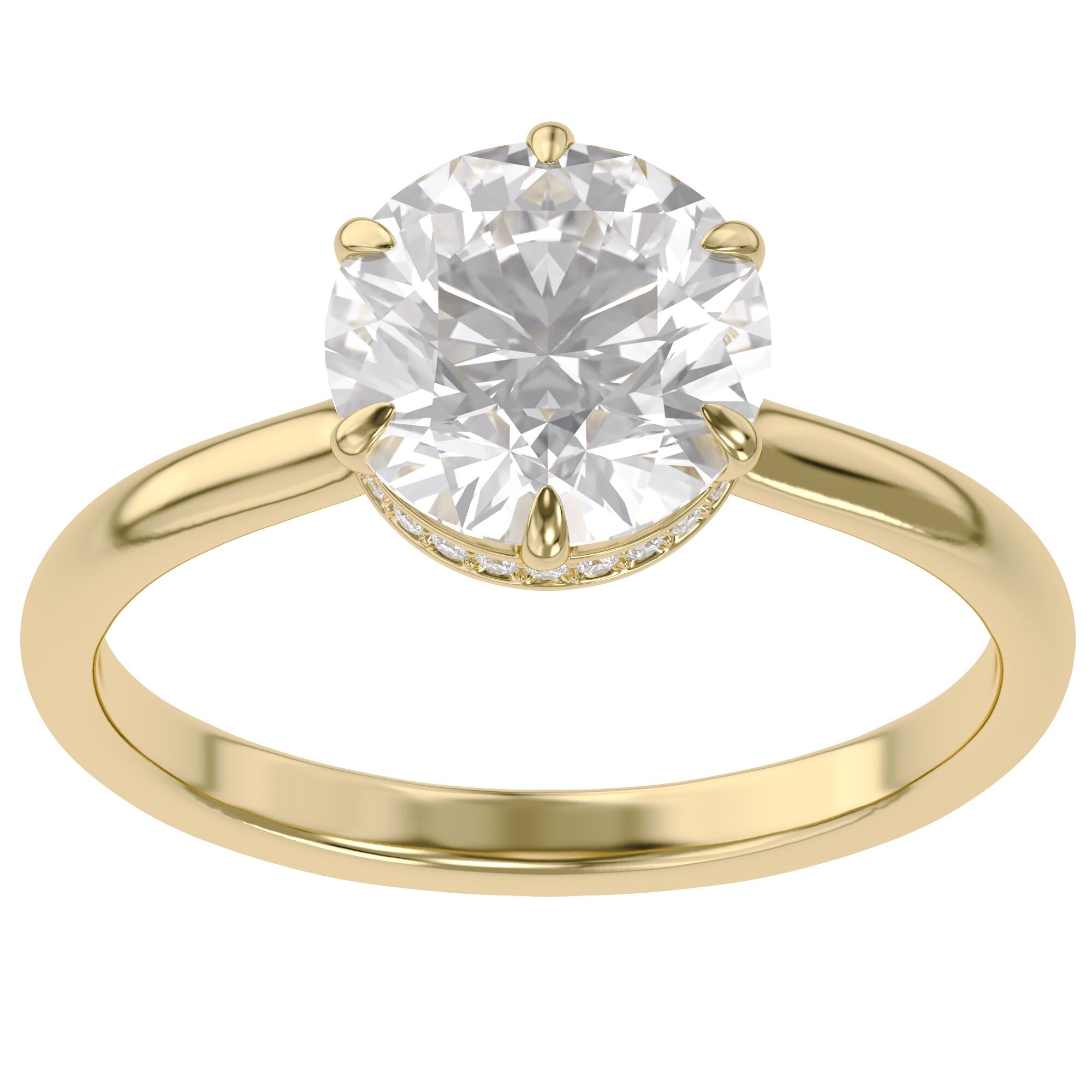 Solitaire Beaded Engagement Ring Lab Grown Diamond