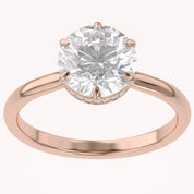 Solitaire Beaded Engagement Ring Lab Grown Diamond