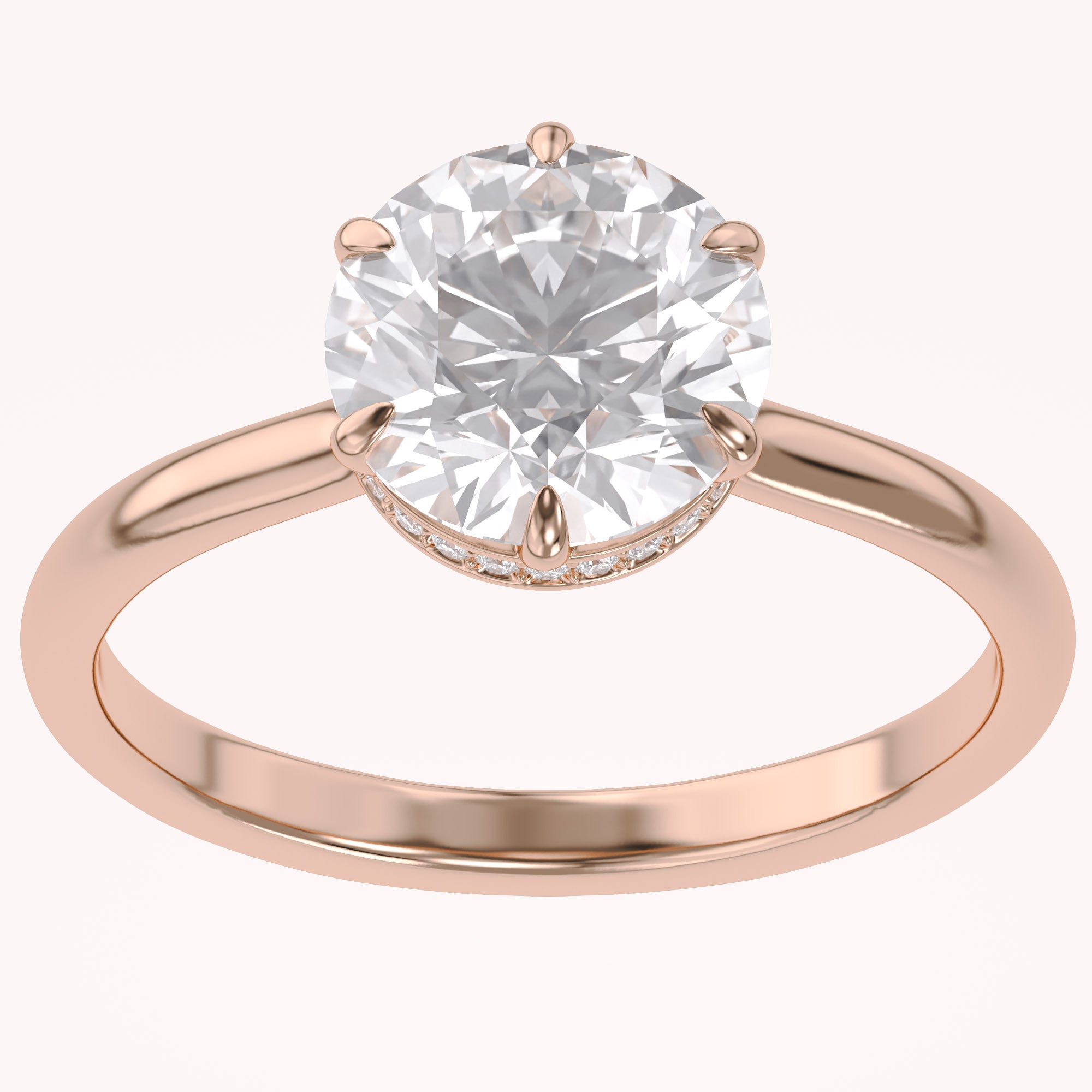 Solitaire Beaded Engagement Ring Lab Grown Diamond