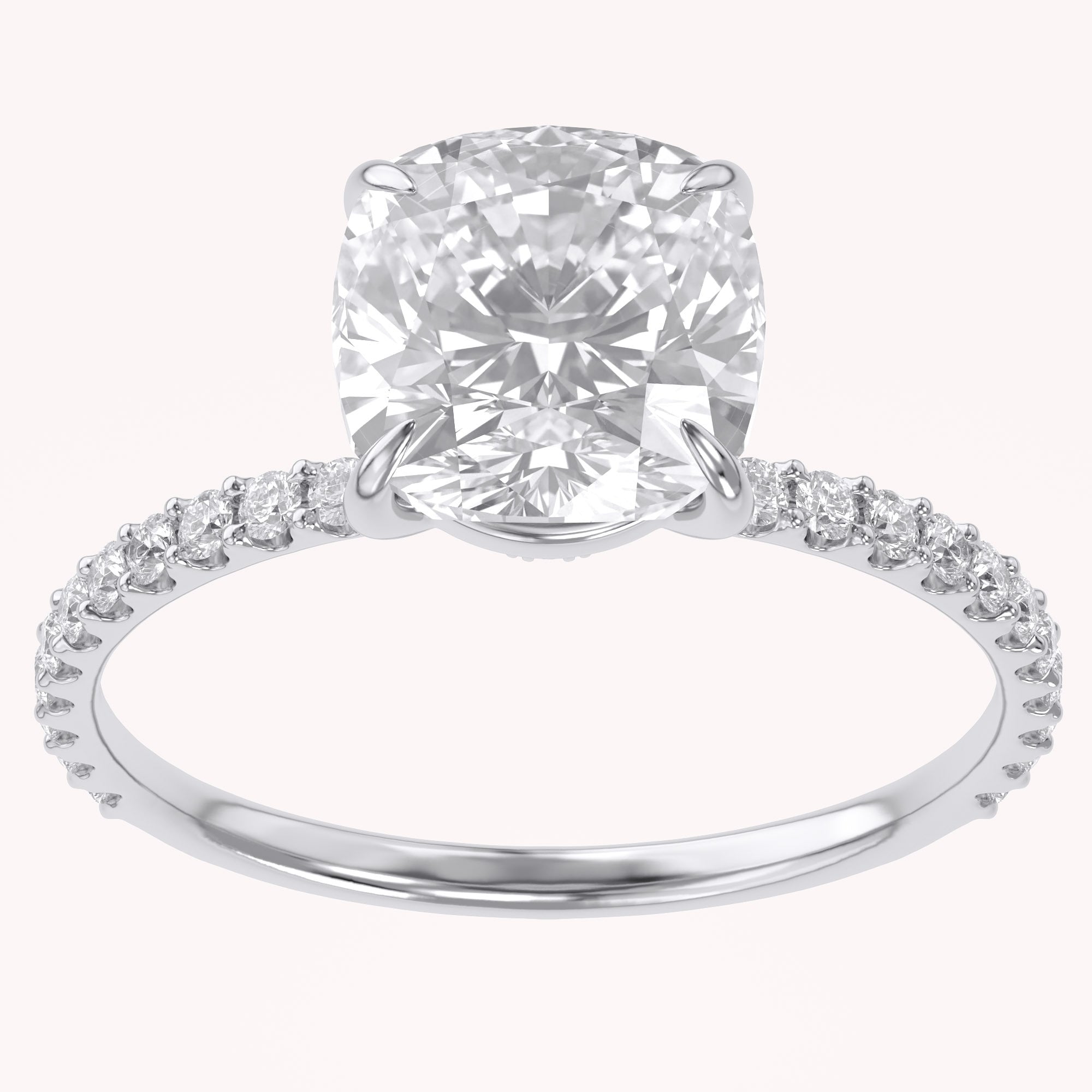Lab Grown Diamond Solitaire Beaded Engagement Ring