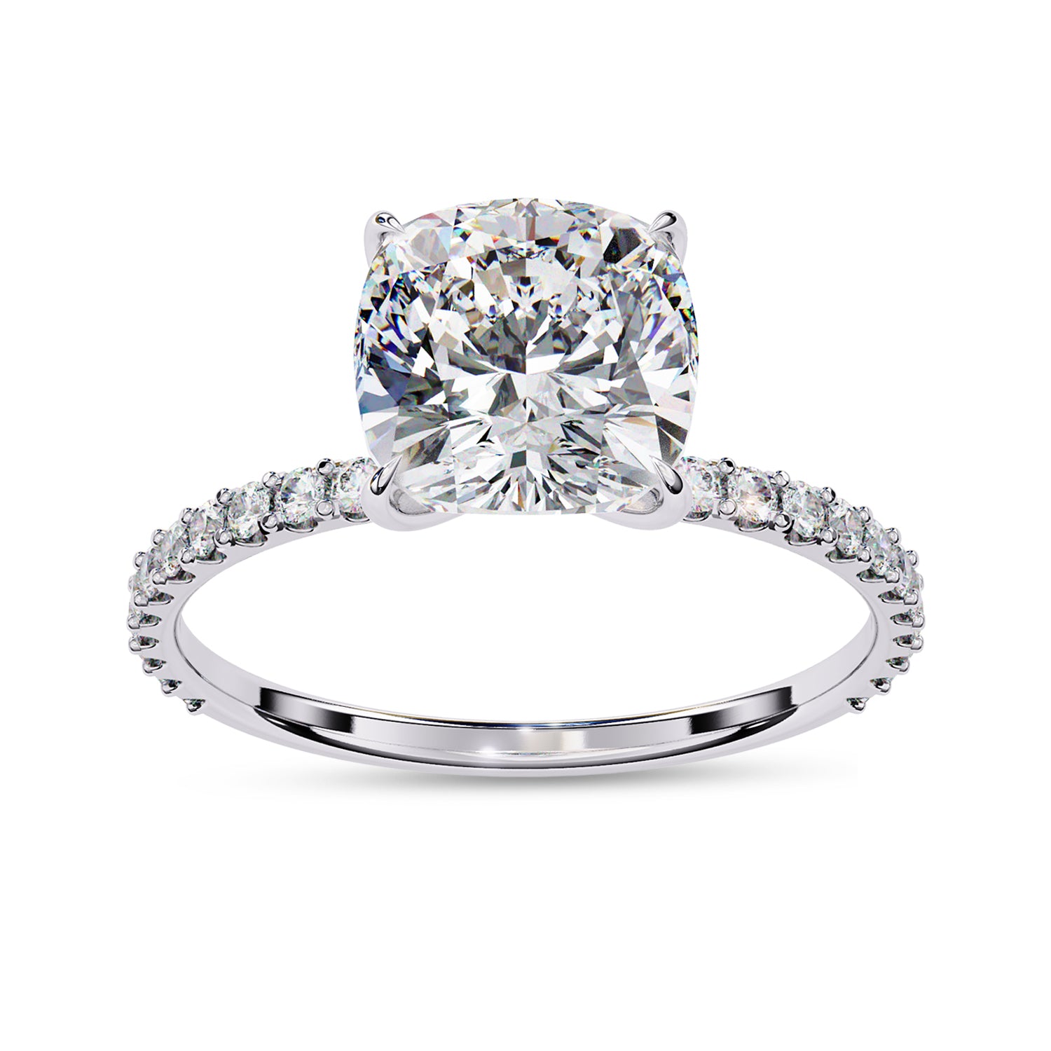Lab Grown Diamond Solitaire Beaded Engagement Ring