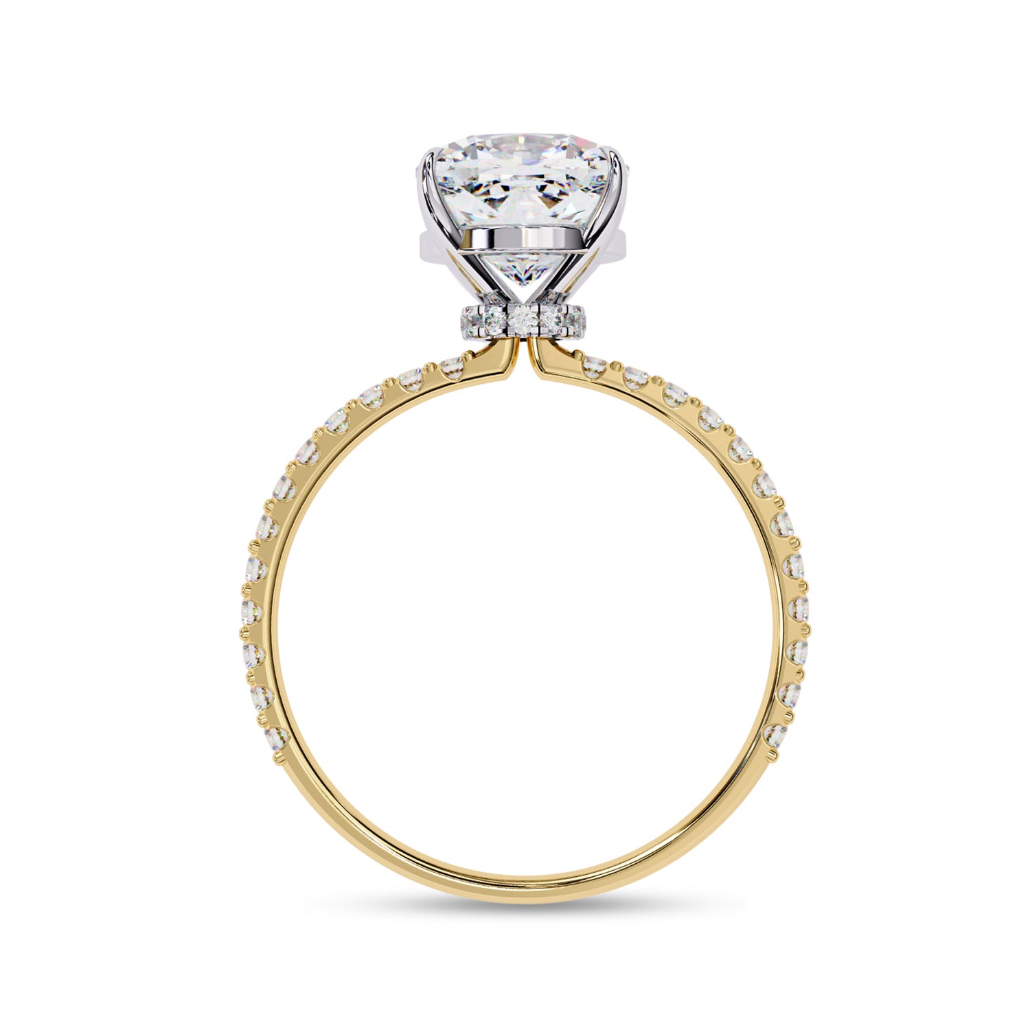 Lab Grown Diamond Solitaire Beaded Engagement Ring