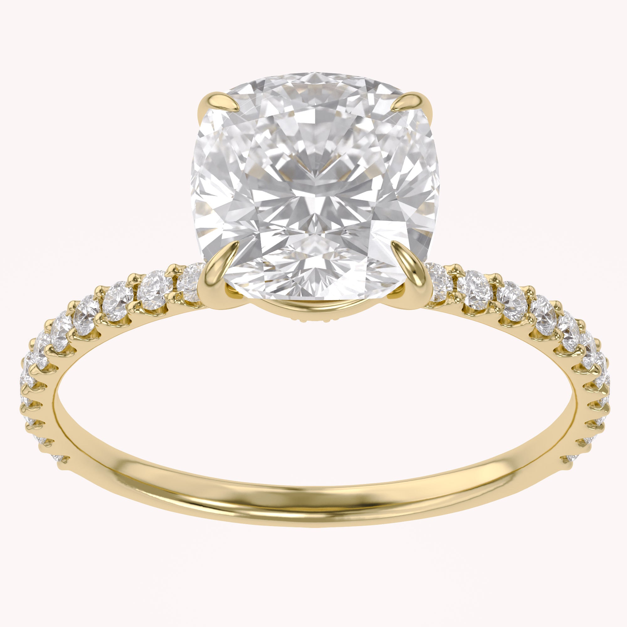 Lab Grown Diamond Solitaire Beaded Engagement Ring