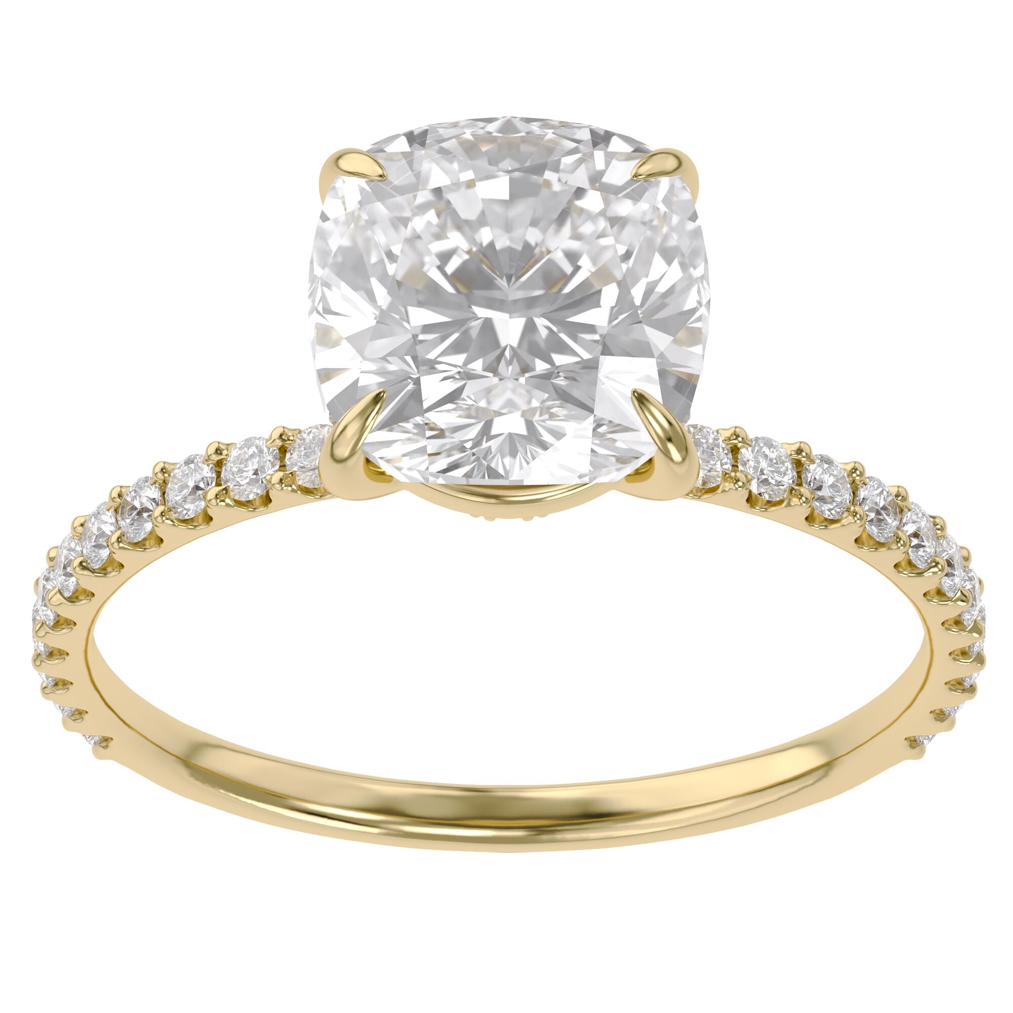 Lab Grown Diamond Solitaire Beaded Engagement Ring