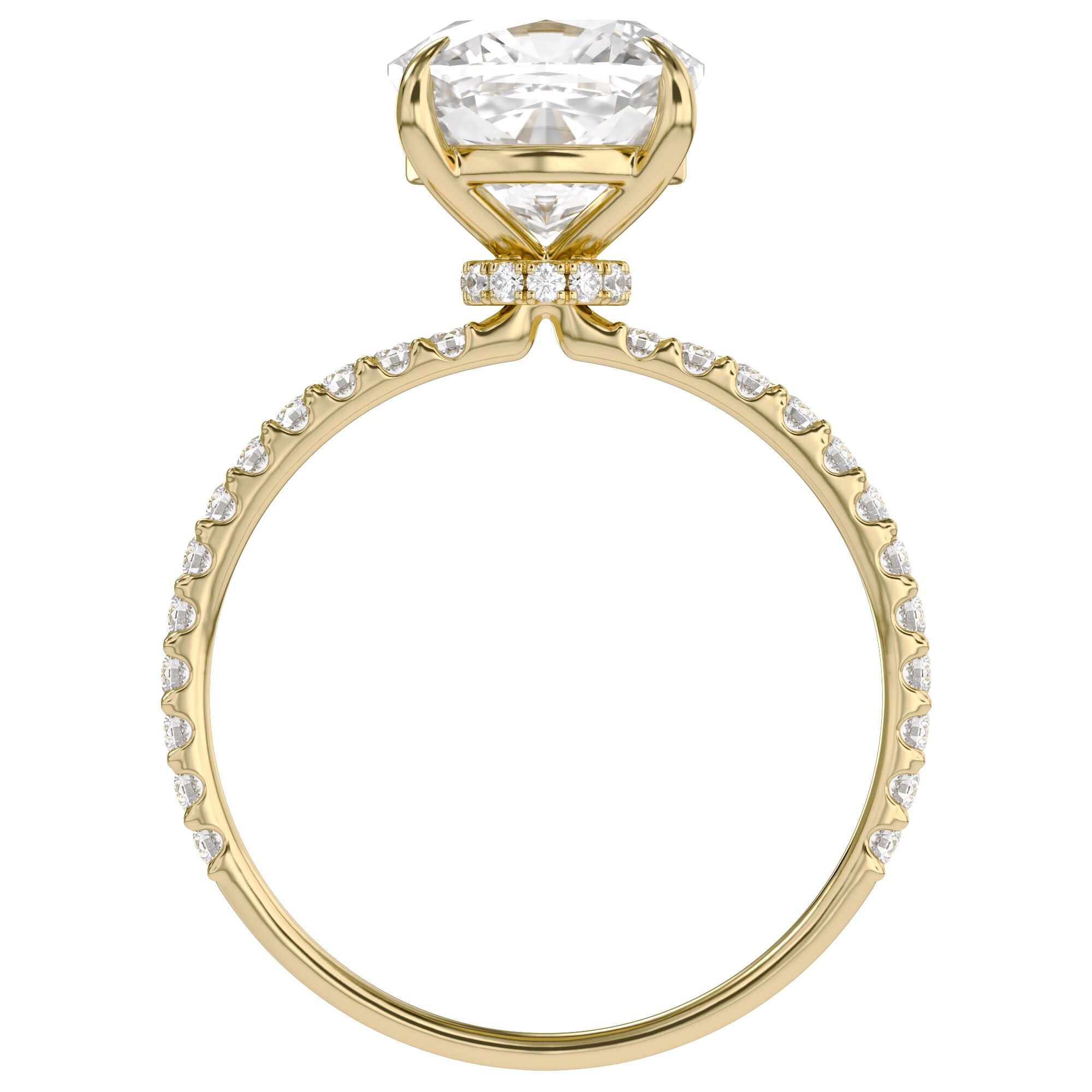 Lab Grown Diamond Solitaire Beaded Engagement Ring
