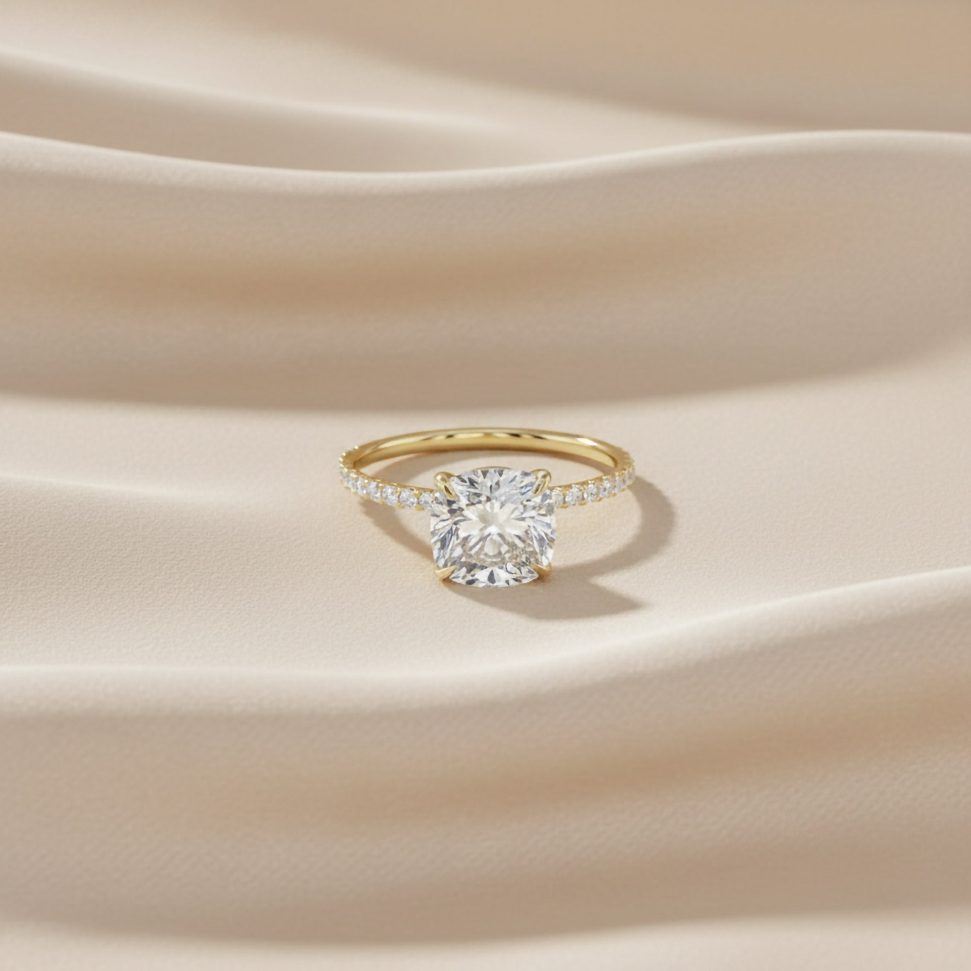 Lab Grown Diamond Solitaire Beaded Engagement Ring