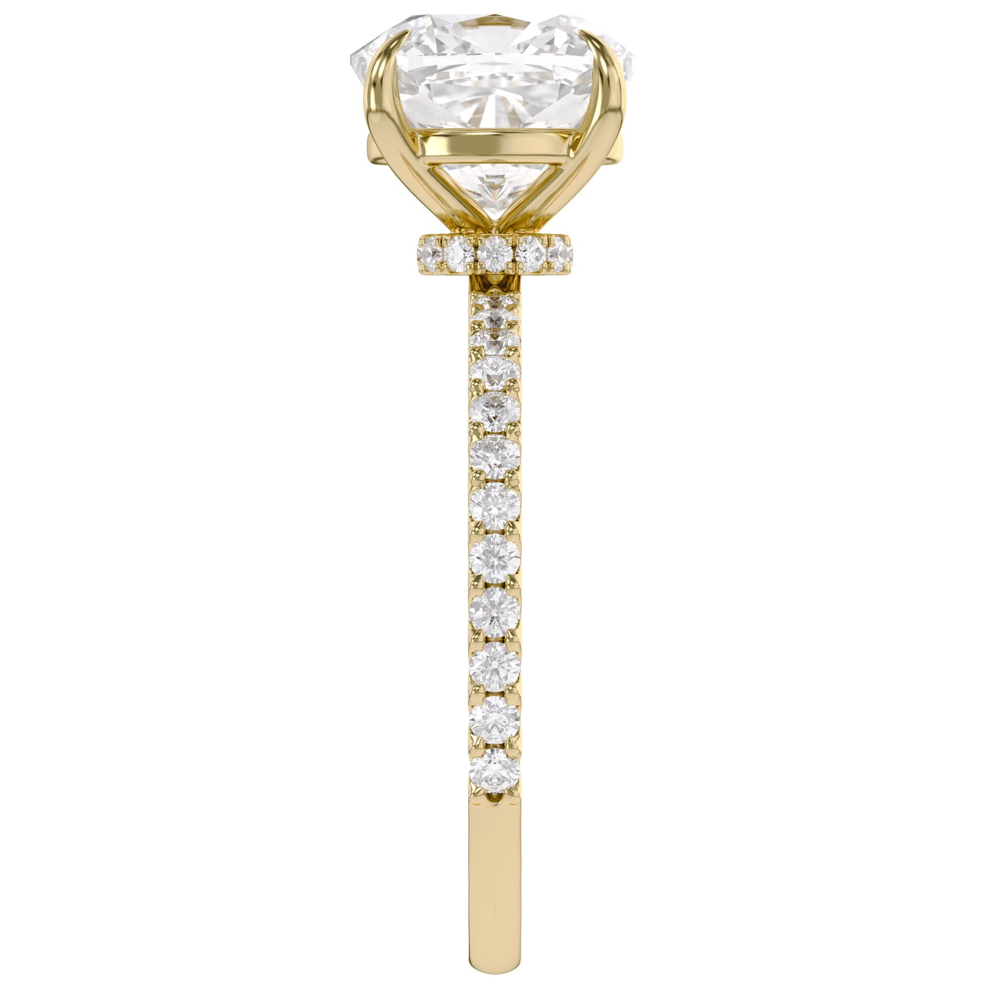Lab Grown Diamond Solitaire Beaded Engagement Ring