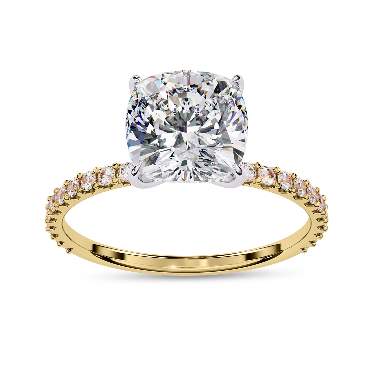 Lab Grown Diamond Solitaire Beaded Engagement Ring