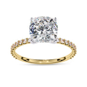 Lab Grown Diamond Solitaire Beaded Engagement Ring