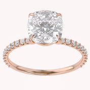 Lab Grown Diamond Solitaire Beaded Engagement Ring