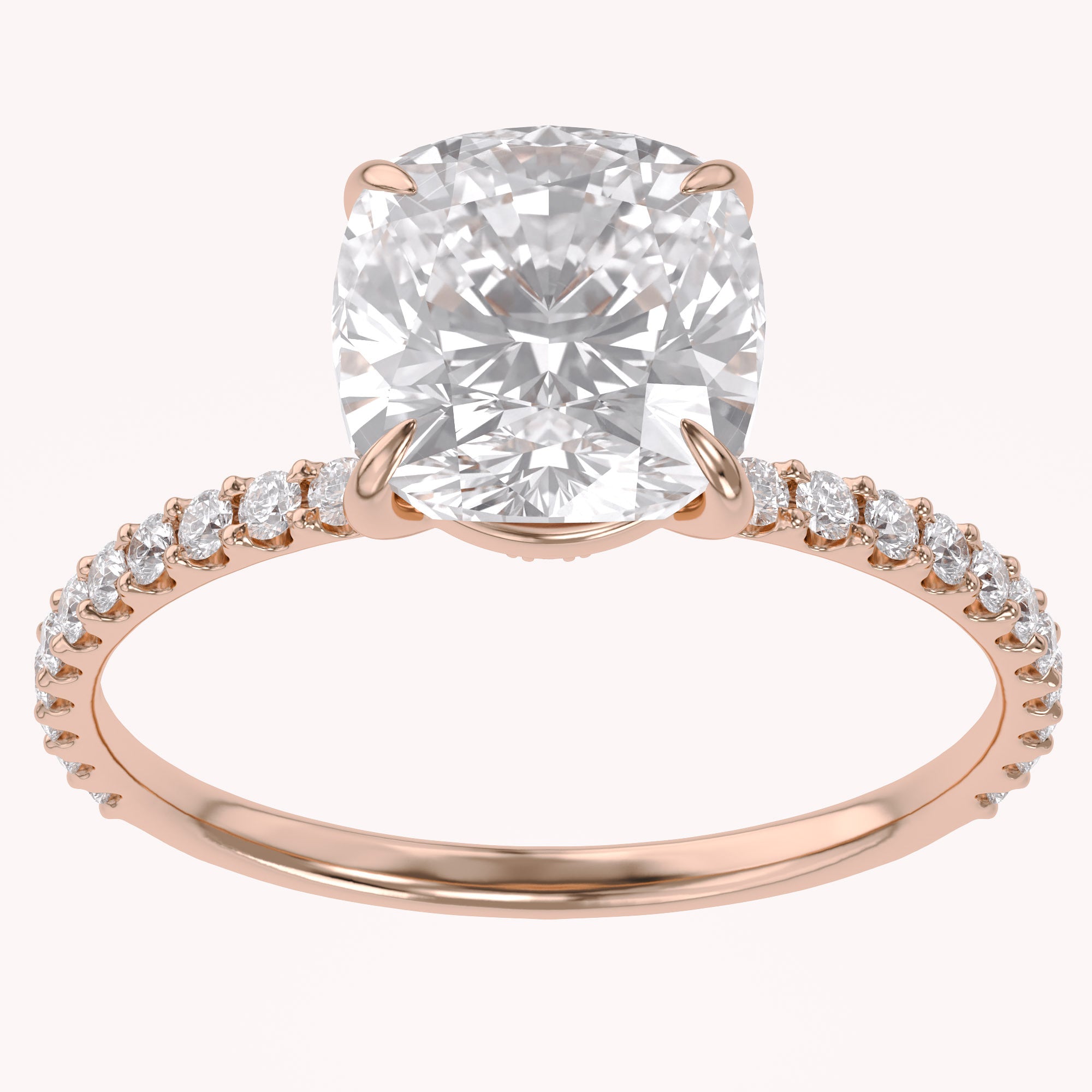Lab Grown Diamond Solitaire Beaded Engagement Ring