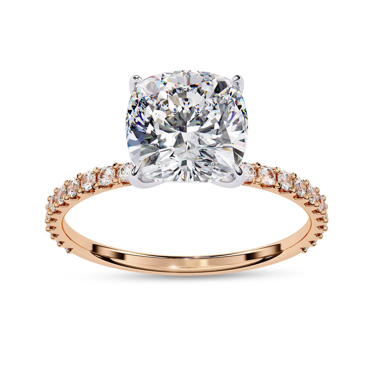 Lab Grown Diamond Solitaire Beaded Engagement Ring