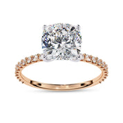 Lab Grown Diamond Solitaire Beaded Engagement Ring