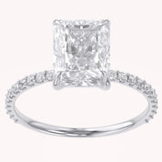 Solitaire Beaded Engagement Ring Radiant Lab Grown Diamond