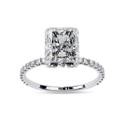 Solitaire Beaded Engagement Ring Radiant Lab Grown Diamond