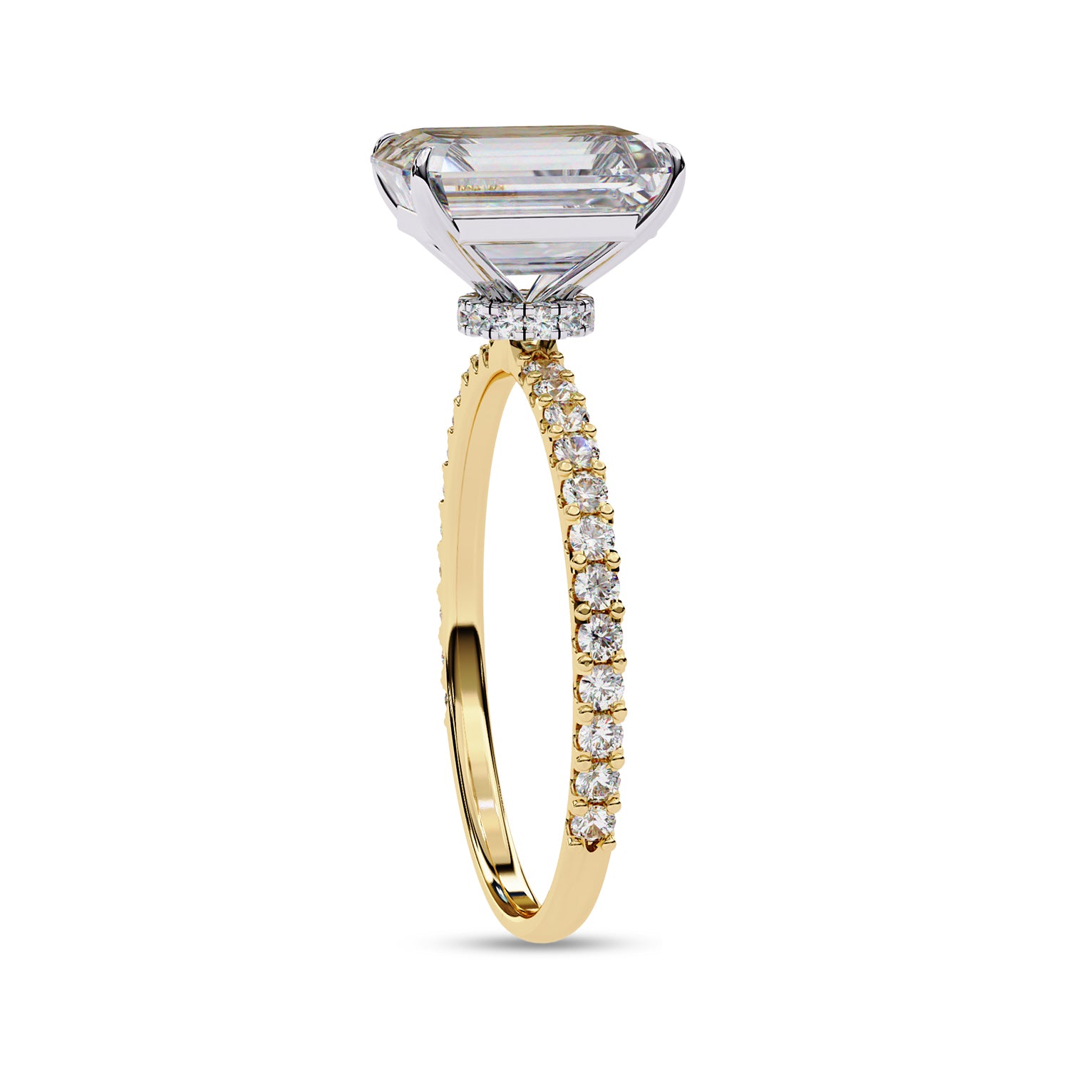 Solitaire Beaded Engagement Ring Radiant Lab Grown Diamond