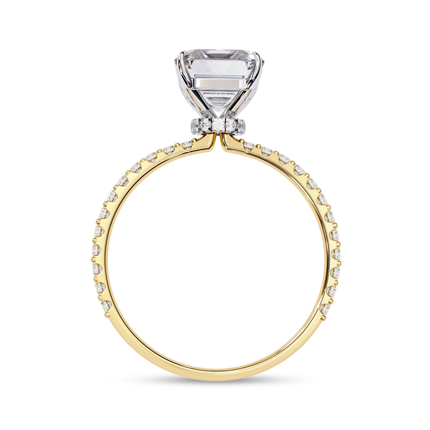 Solitaire Beaded Engagement Ring Radiant Lab Grown Diamond